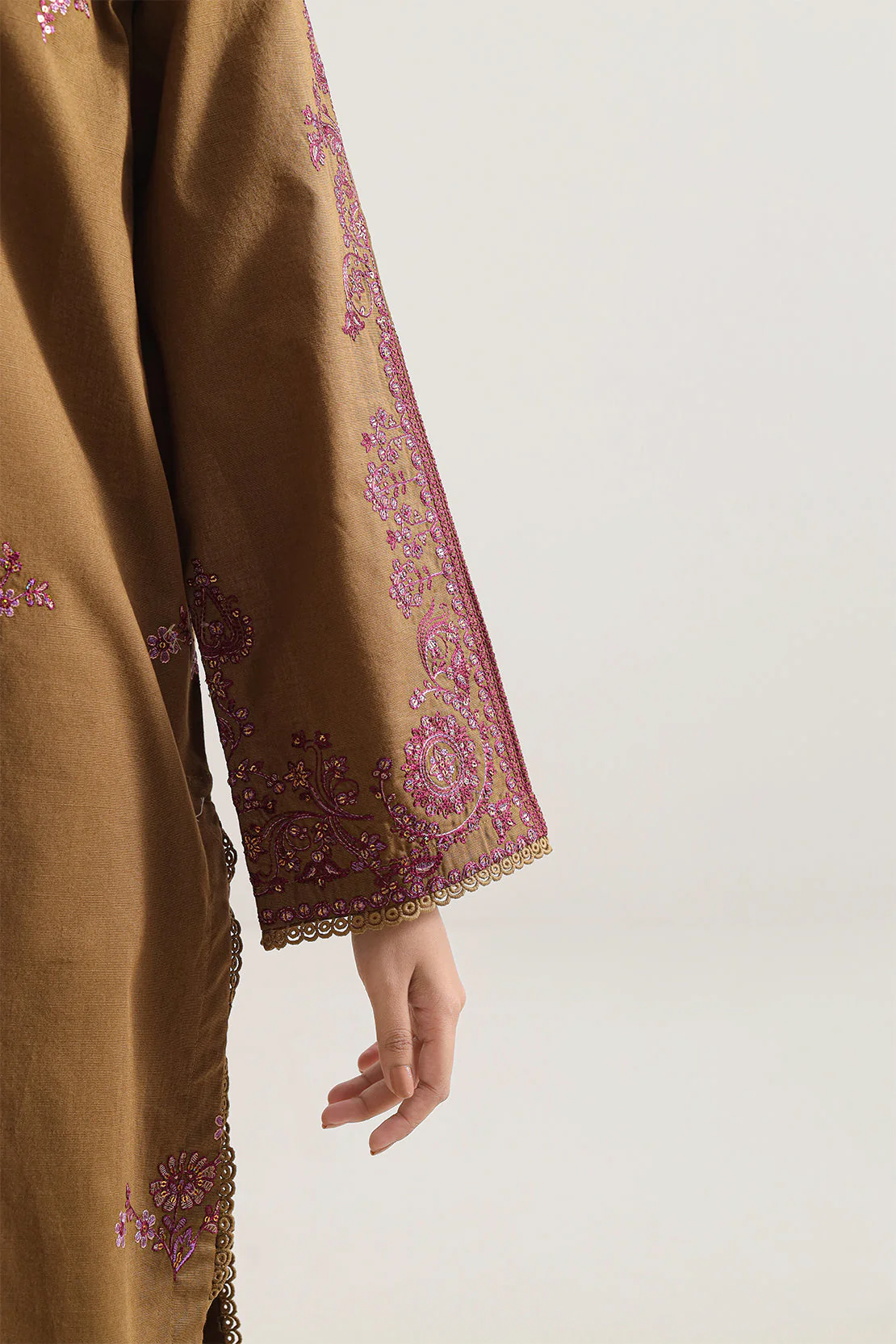 Luxury Pret Embroidered Slub Cotton Stitched 2 Piece Shirt/Trouser - Image 4
