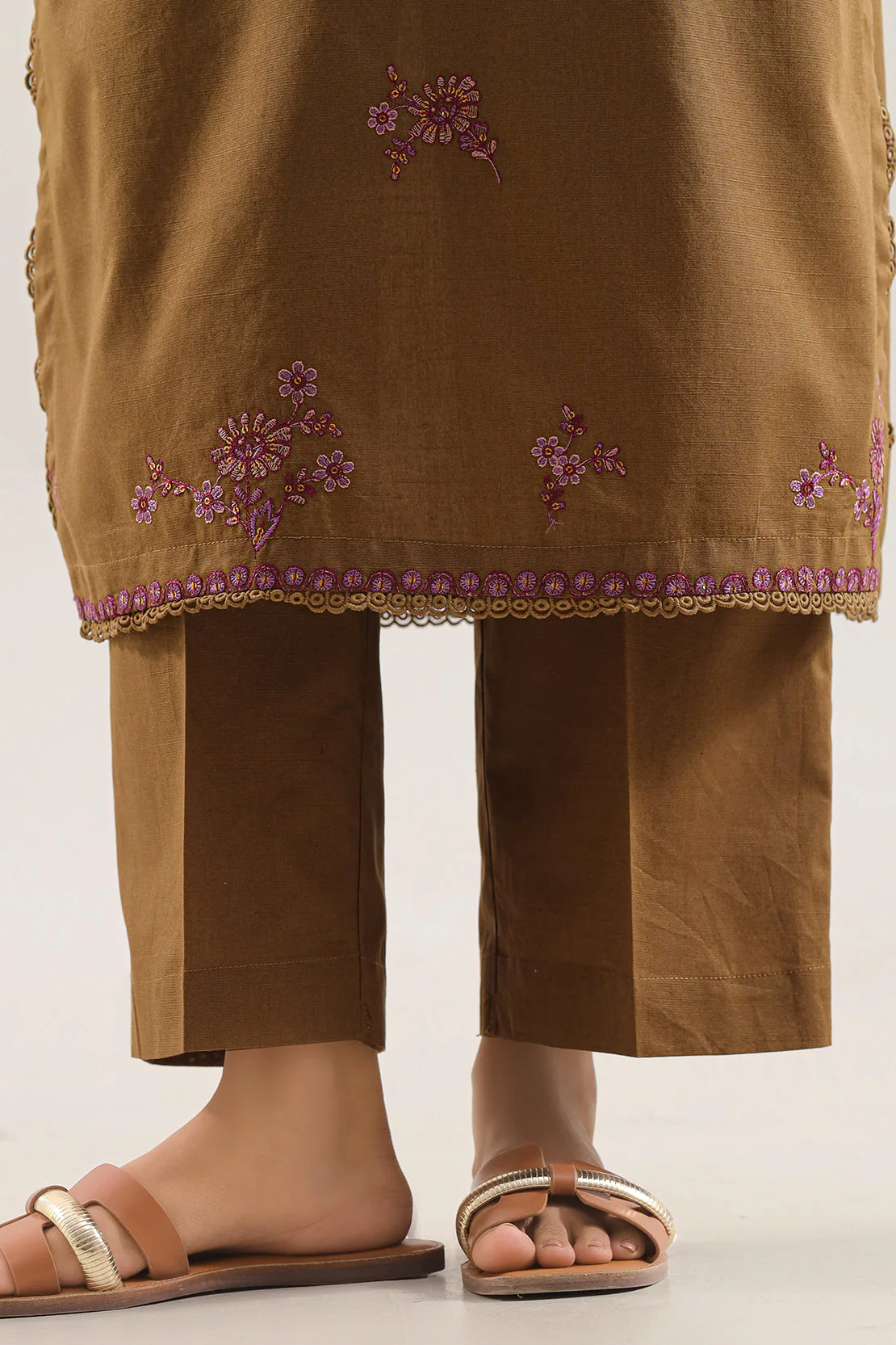 Luxury Pret Embroidered Slub Cotton Stitched 2 Piece Shirt/Trouser - Image 5