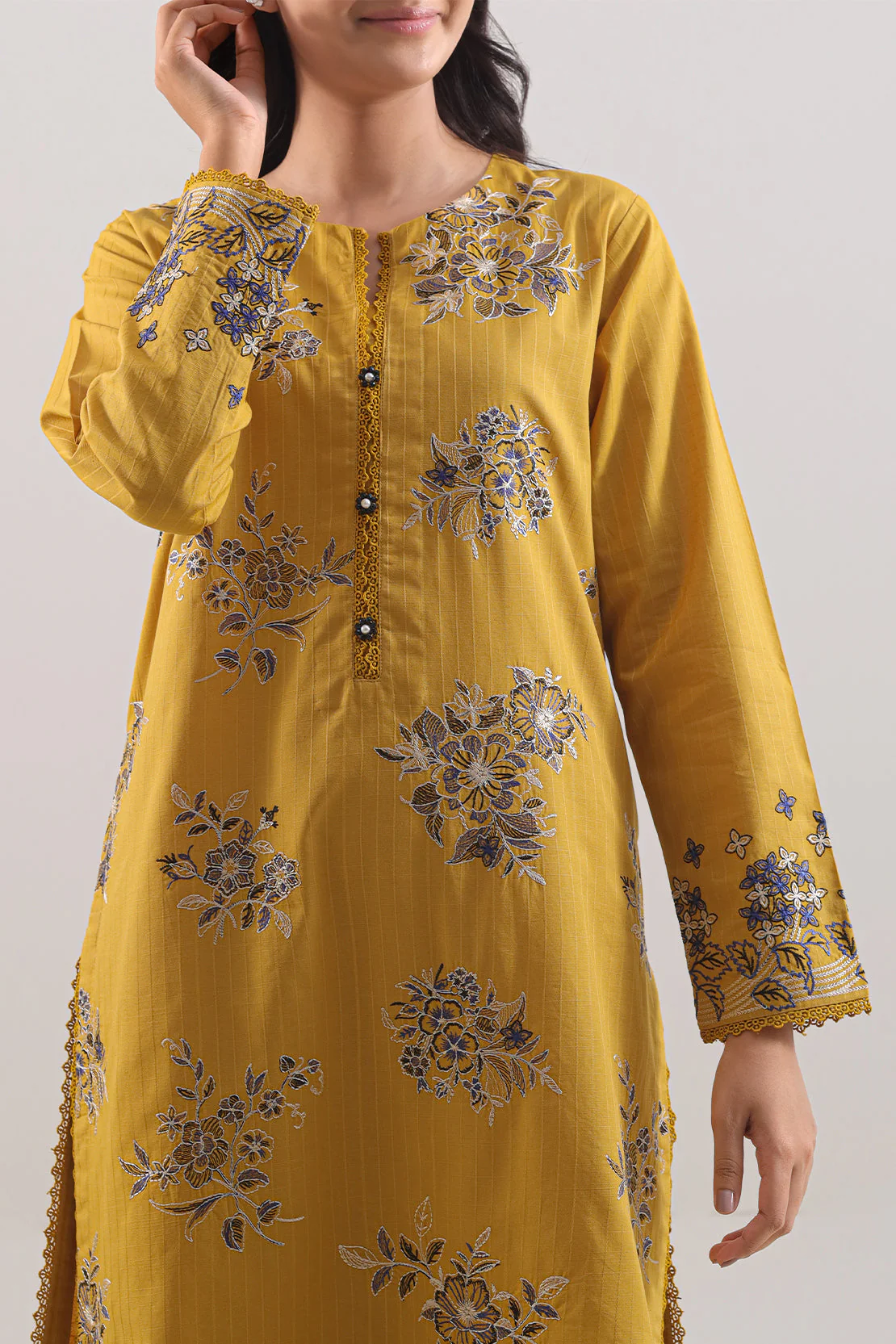 Luxury Pret Embroidered Slub Cotton Stitched 2 Piece Shirt/Trouser - Image 3