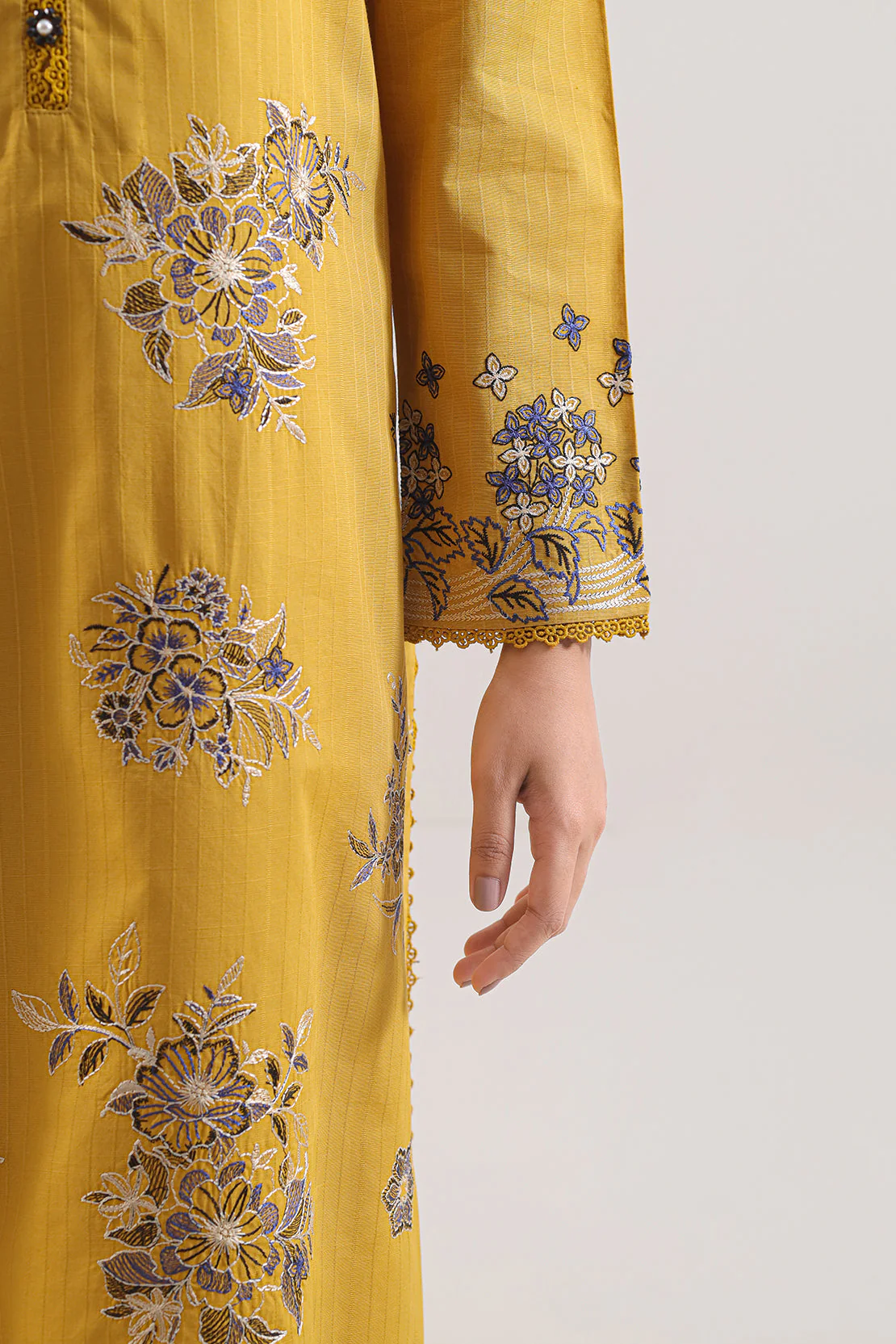 Luxury Pret Embroidered Slub Cotton Stitched 2 Piece Shirt/Trouser - Image 5