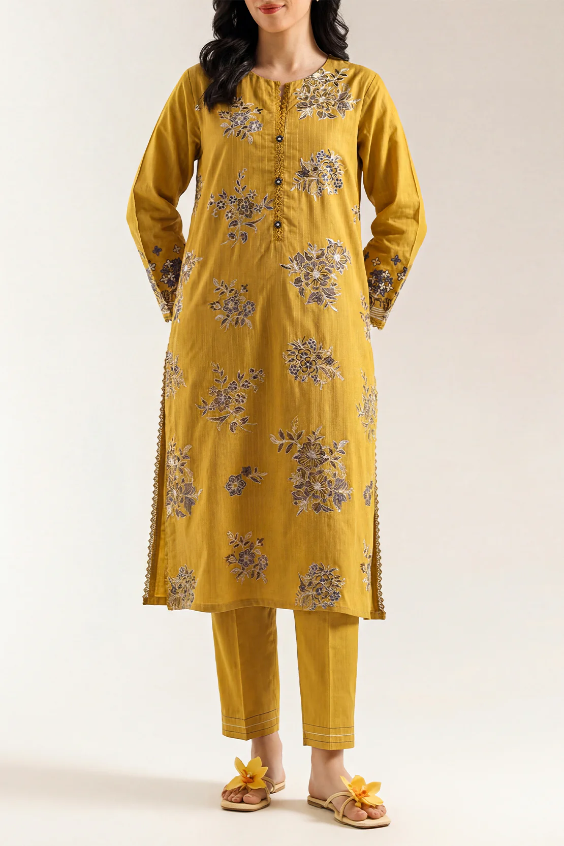 Luxury Pret Embroidered Slub Cotton Stitched 2 Piece Shirt/Trouser - Image 2