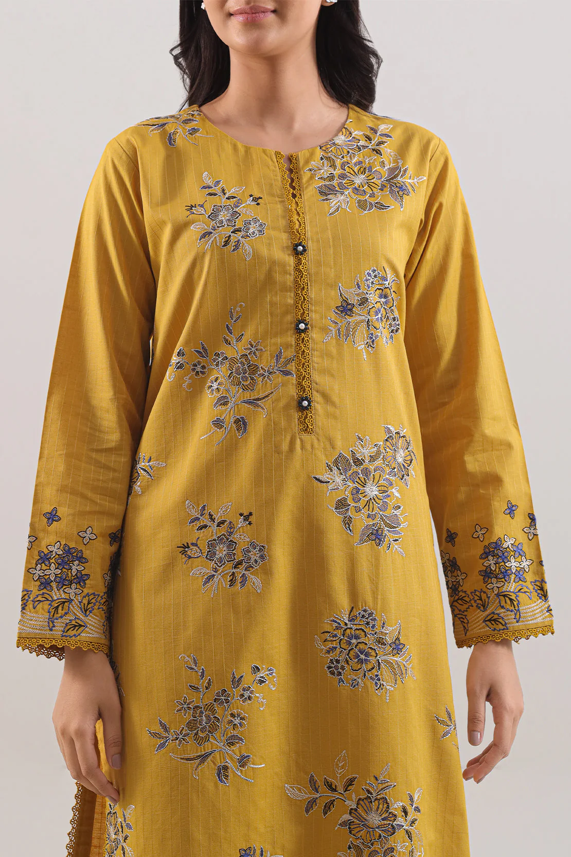 Luxury Pret Embroidered Slub Cotton Stitched 2 Piece Shirt/Trouser - Image 3