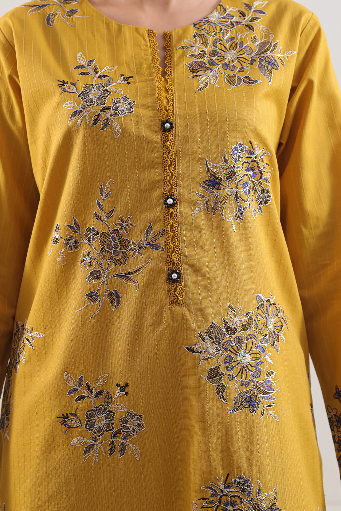 Luxury Pret Embroidered Slub Cotton Stitched 2 Piece Shirt/Trouser - Image 4