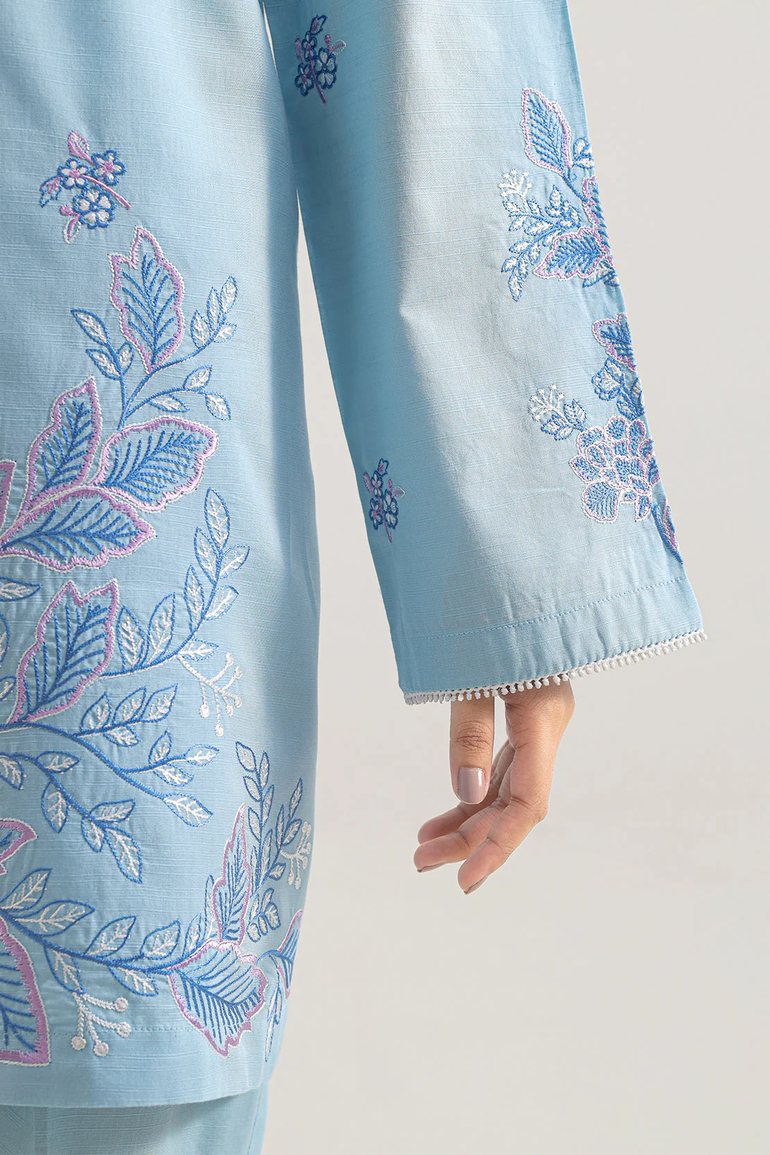 Luxury Pret Embroidered Slub Cotton Stitched 2 Piece Shirt/Trouser - Image 4