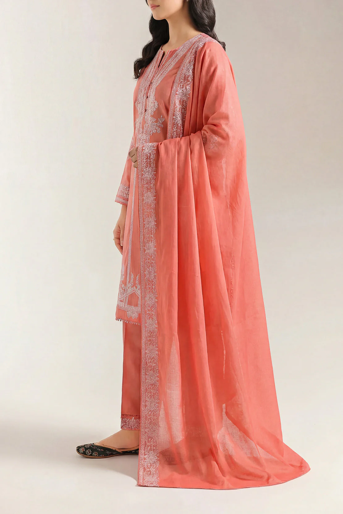 Luxury Pret Embroidered Slub Cotton Stitched 2 Piece Shirt/Trouser - Image 2