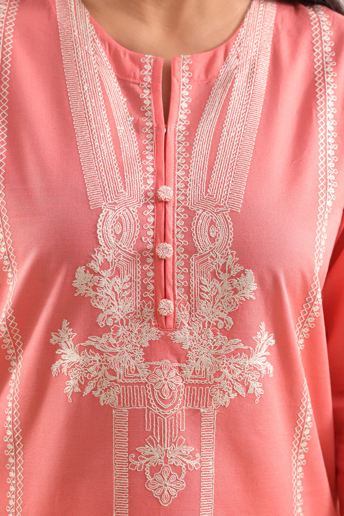 Luxury Pret Embroidered Slub Cotton Stitched 2 Piece Shirt/Trouser - Image 3