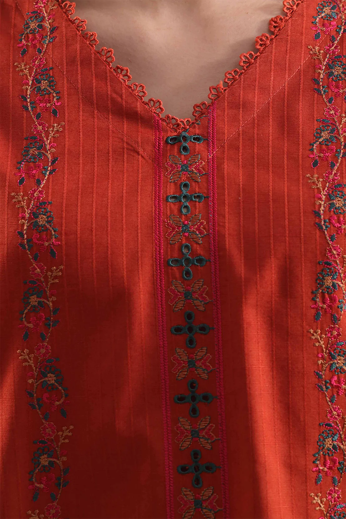 Luxury Pret Embroidered Slub Cotton Stitched 3 Piece - Image 4