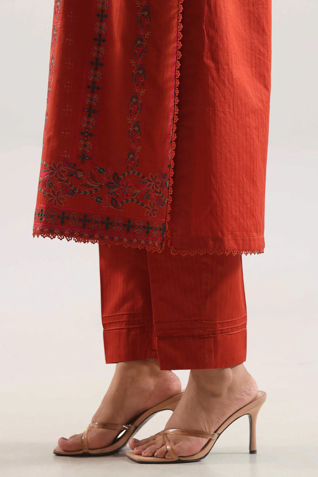 Luxury Pret Embroidered Slub Cotton Stitched 3 Piece - Image 5