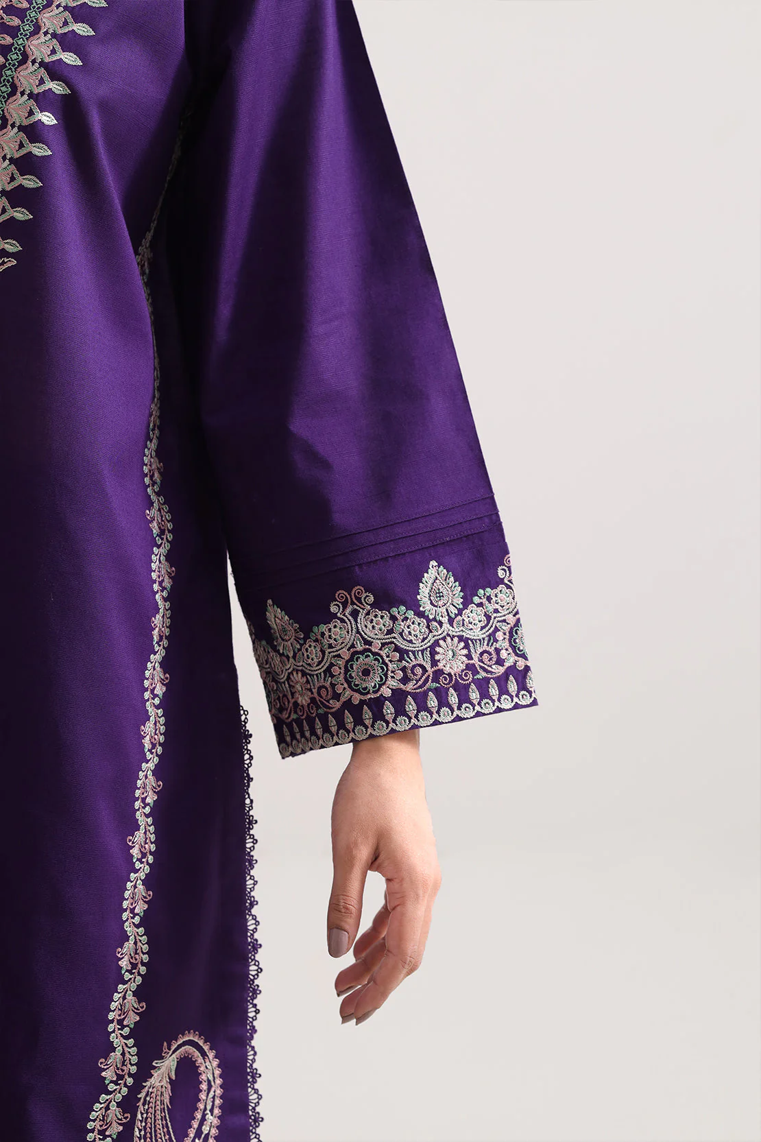 Luxury Pret Embroidered Slub Cotton Stitched 3 Piece - Image 5
