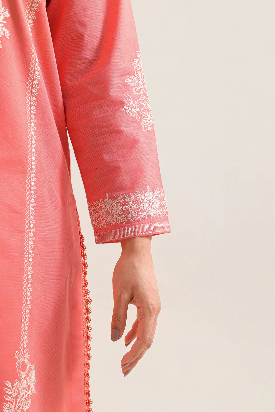 Luxury Pret Embroidered Slub Cotton Stitched 3 Piece - Image 4