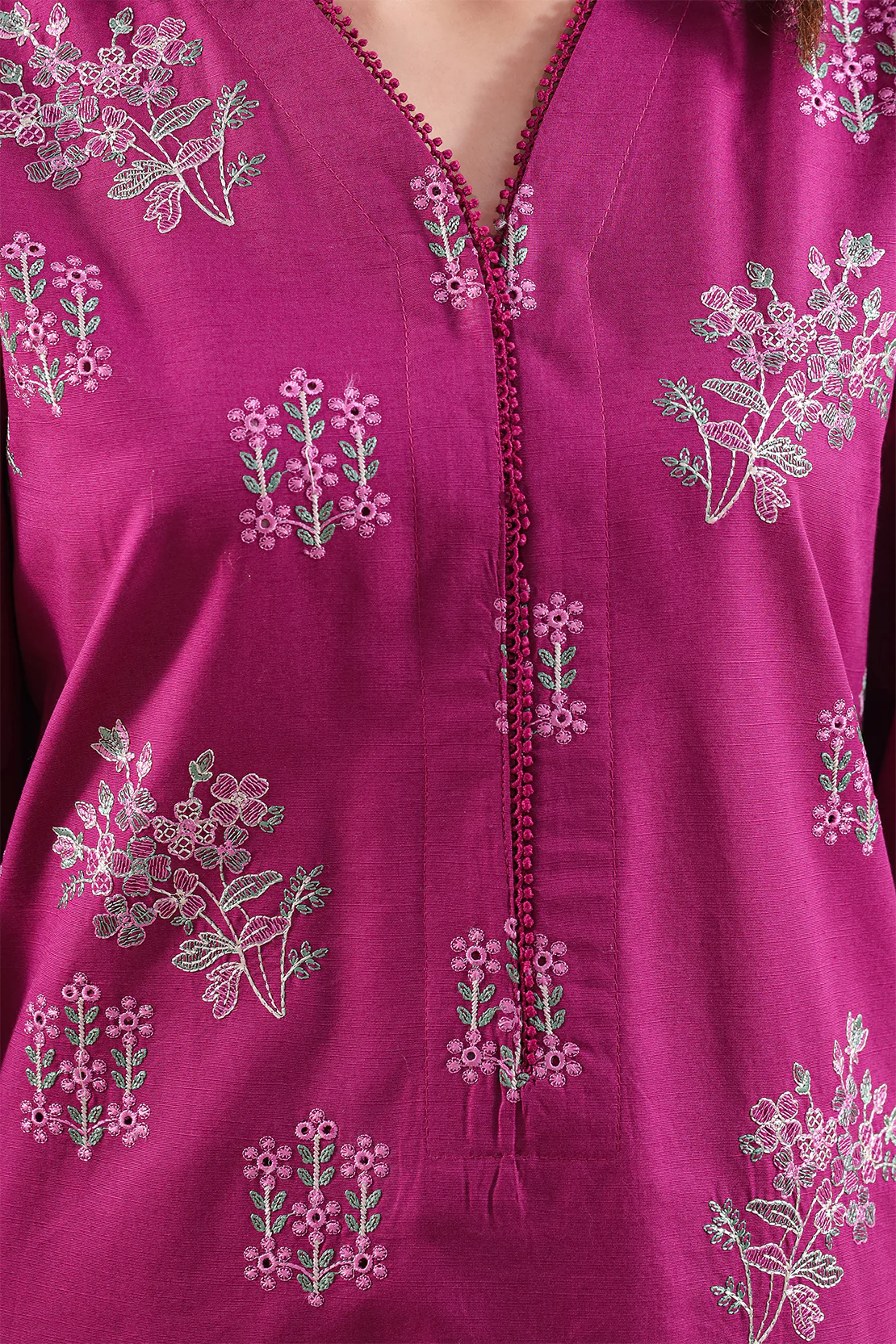Luxury Pret Embroidered Slub Cotton Stitched 3 Piece - Image 3