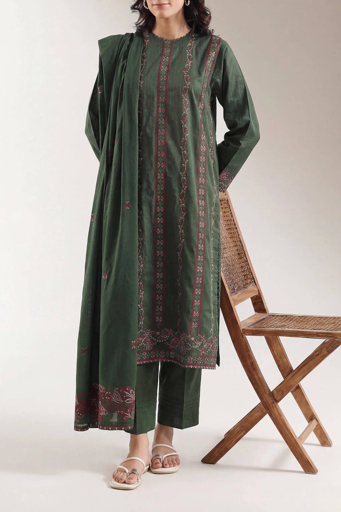 Luxury Pret Embroidered Slub Cotton Stitched Shirt
