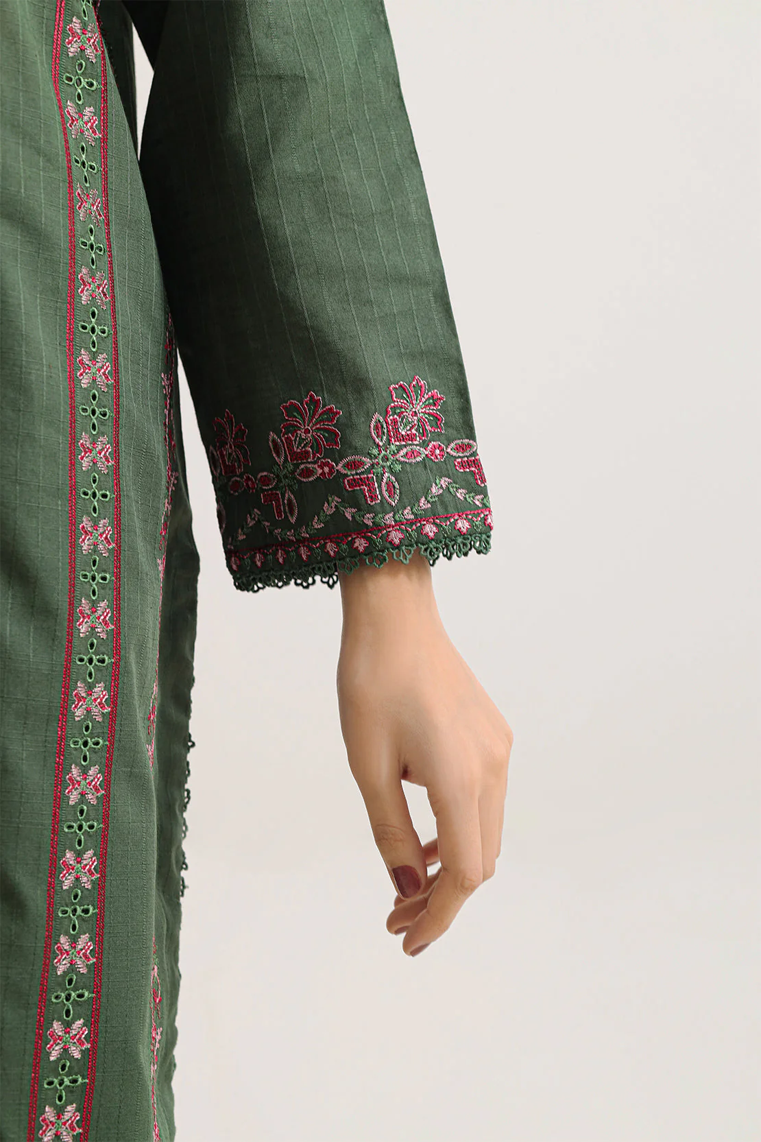 Luxury Pret Embroidered Slub Cotton Stitched Shirt - Image 5