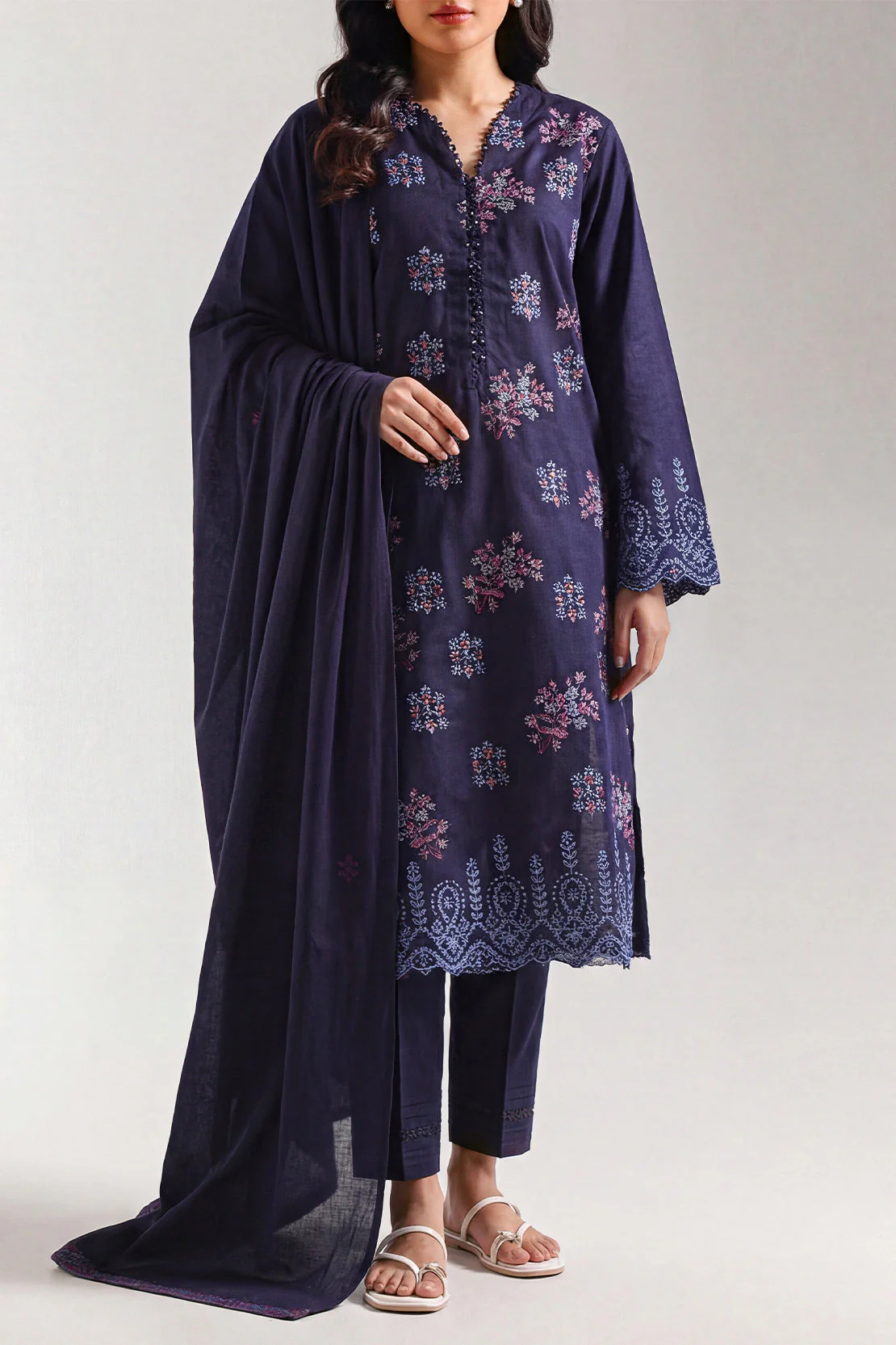 Luxury Pret Embroidered Slub Cotton Stitched Shirt