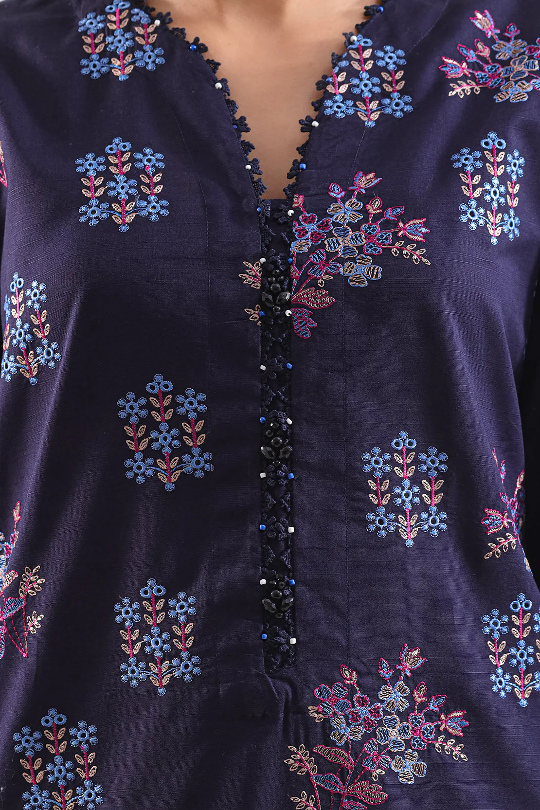 Luxury Pret Embroidered Slub Cotton Stitched Shirt - Image 4