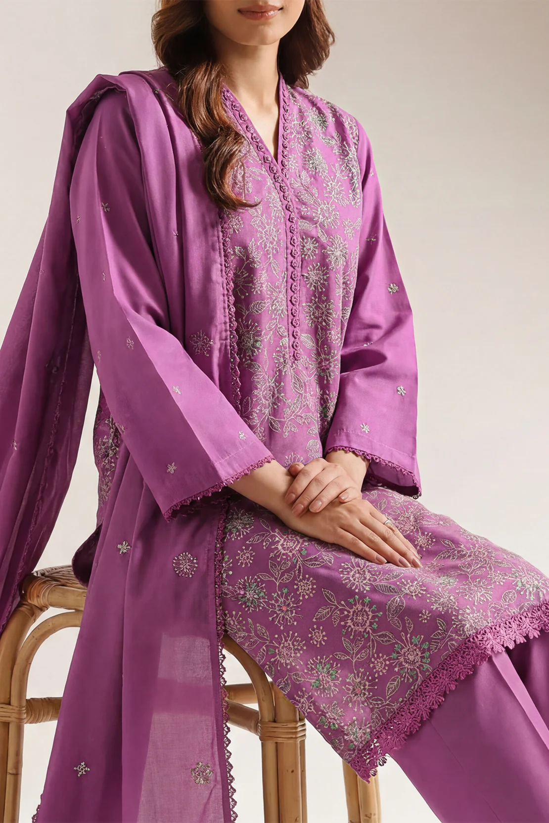 Luxury Pret Embroidered Soft Touch Cotton Stitched 3 Piece