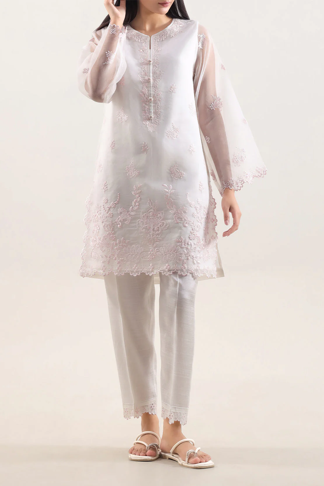 Luxury Pret Embroidered Stitched Organza 2 Piece (Shirt/Trouser)