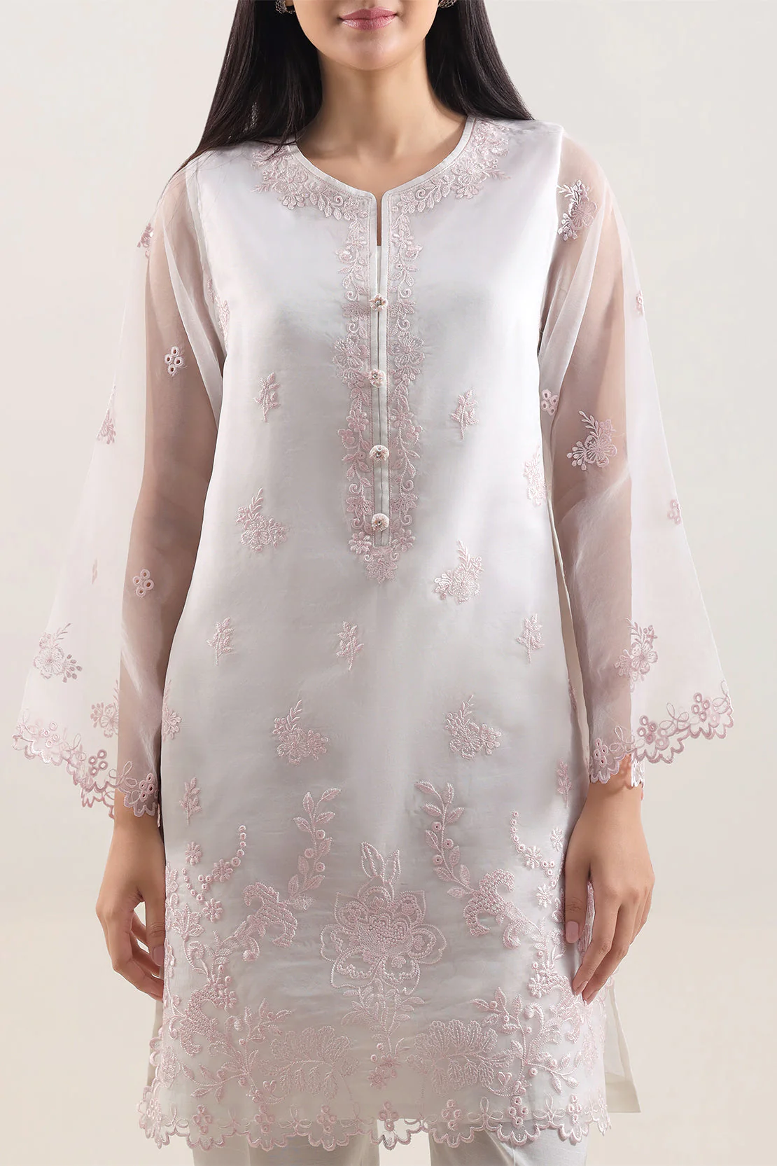 Luxury Pret Embroidered Stitched Organza 2 Piece (Shirt/Trouser) - Image 2