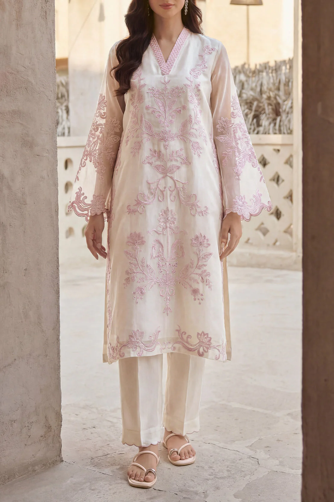 Luxury Pret Embroidered Stitched Organza 2 Piece (Shirt/Trouser)