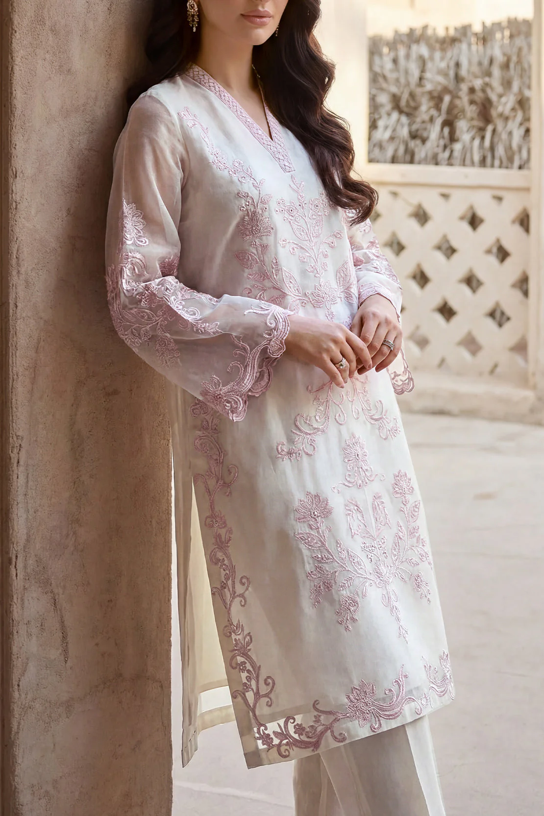 Luxury Pret Embroidered Stitched Organza 2 Piece (Shirt/Trouser) - Image 2