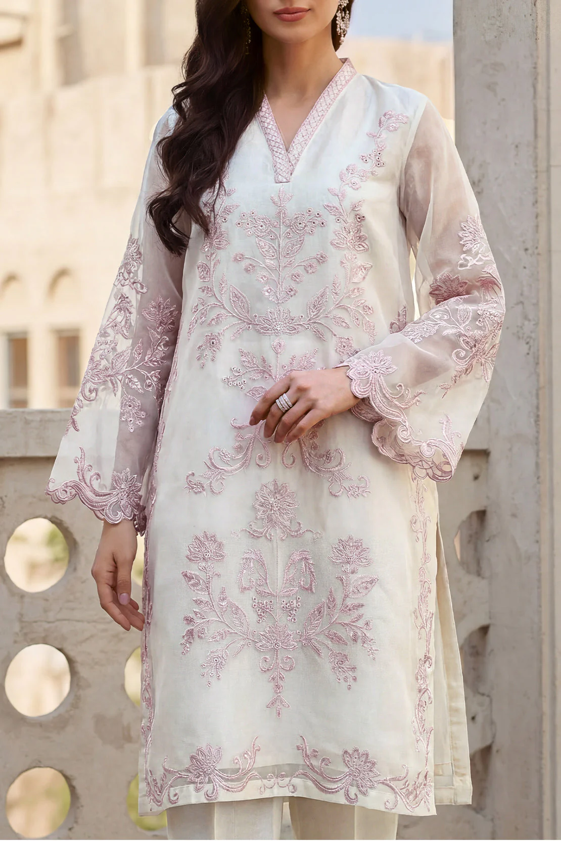 Luxury Pret Embroidered Stitched Organza 2 Piece (Shirt/Trouser) - Image 3