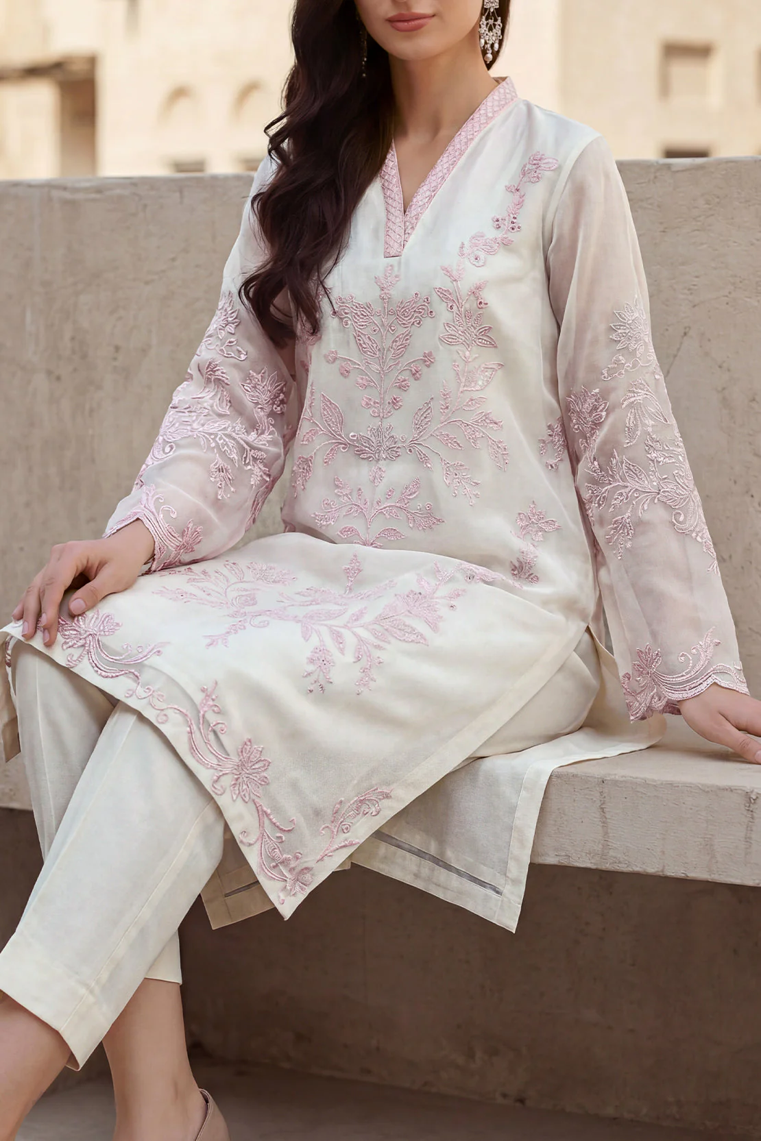 Luxury Pret Embroidered Stitched Organza 2 Piece (Shirt/Trouser) - Image 4