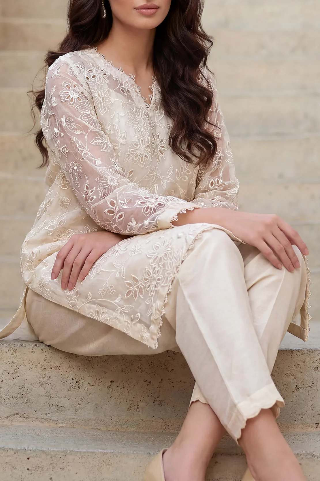 Luxury Pret Embroidered Stitched Organza 2 Piece (Shirt/Trouser) - Image 2