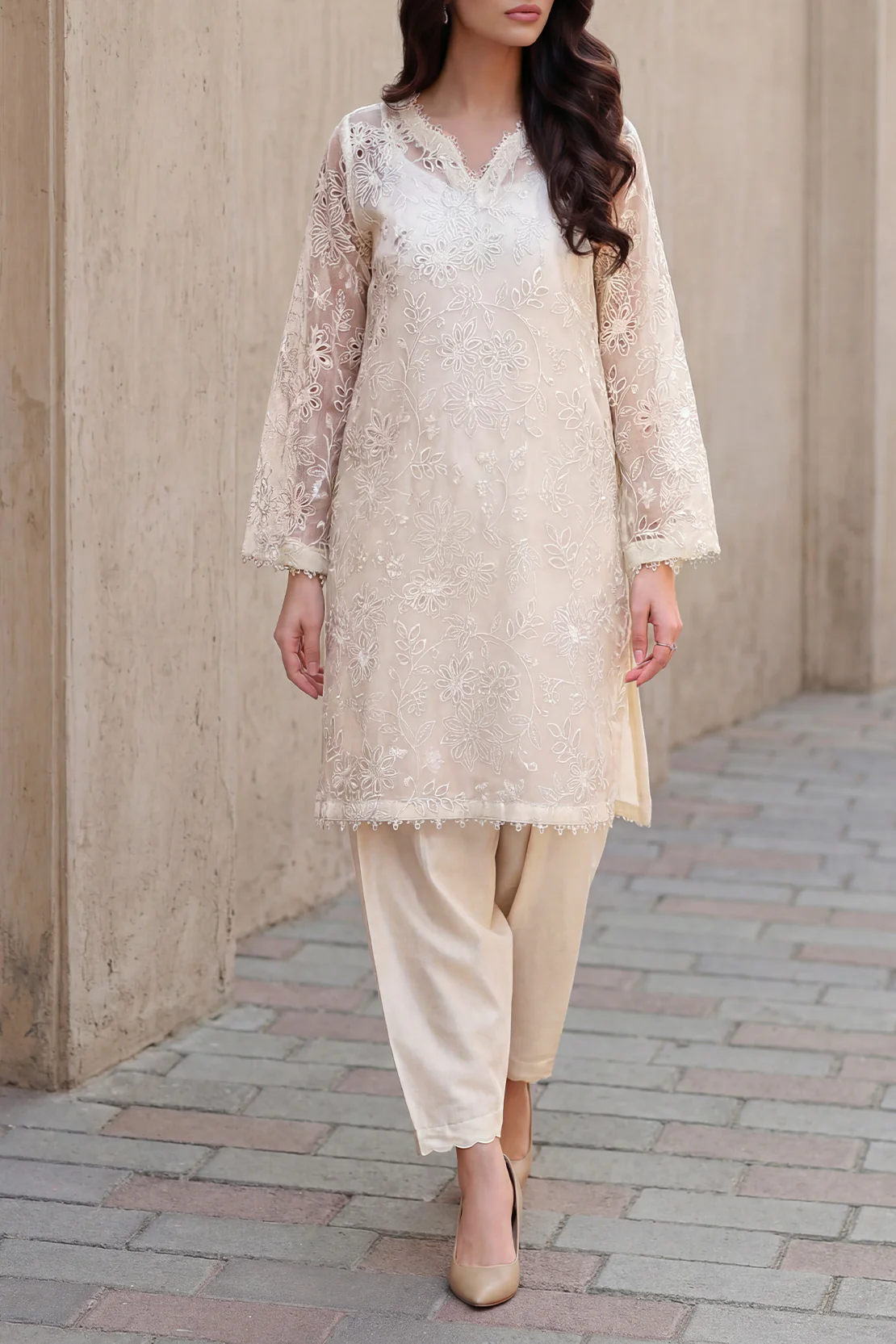 Luxury Pret Embroidered Stitched Organza 2 Piece (Shirt/Trouser) - Image 3
