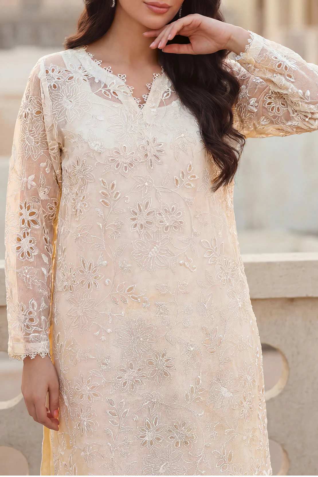 Luxury Pret Embroidered Stitched Organza 2 Piece (Shirt/Trouser) - Image 4