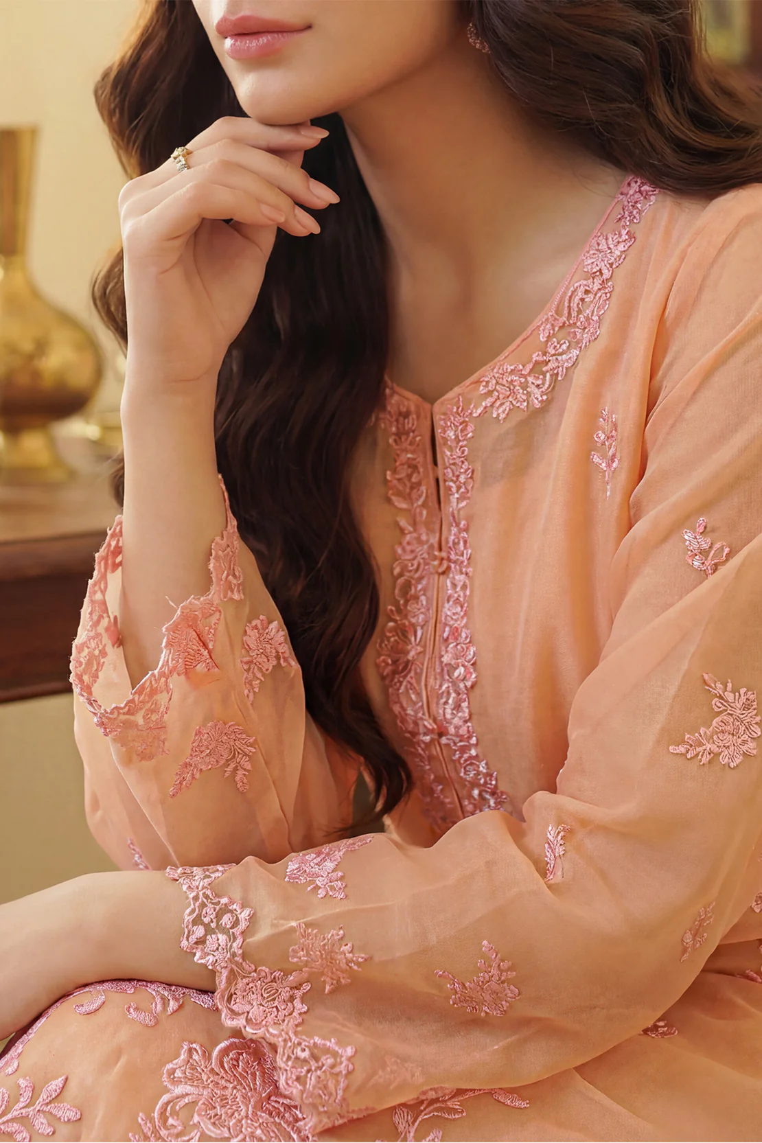 Luxury Pret Embroidered Stitched Organza 2 Piece (Shirt/Trouser) - Image 3