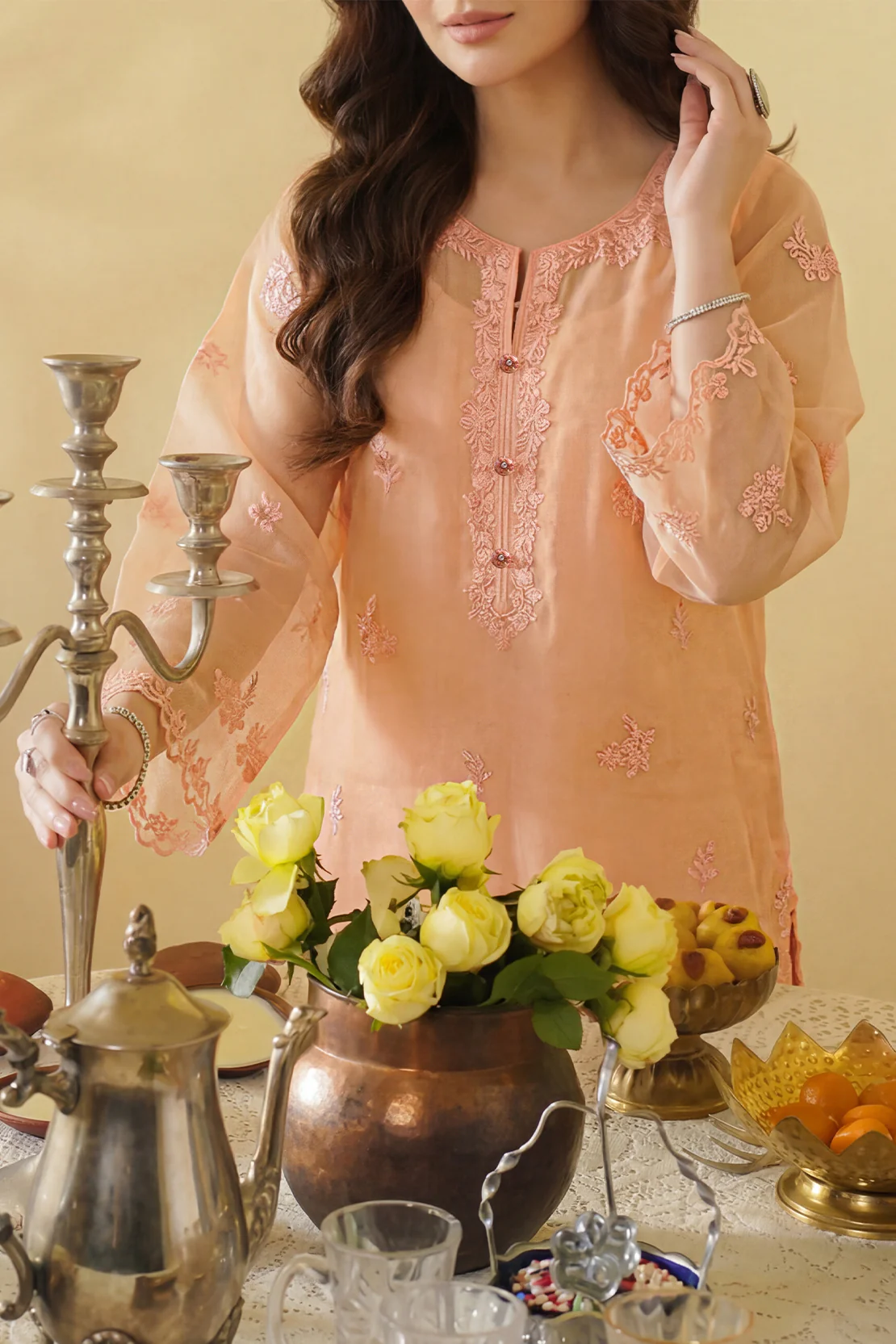 Luxury Pret Embroidered Stitched Organza 2 Piece (Shirt/Trouser) - Image 4