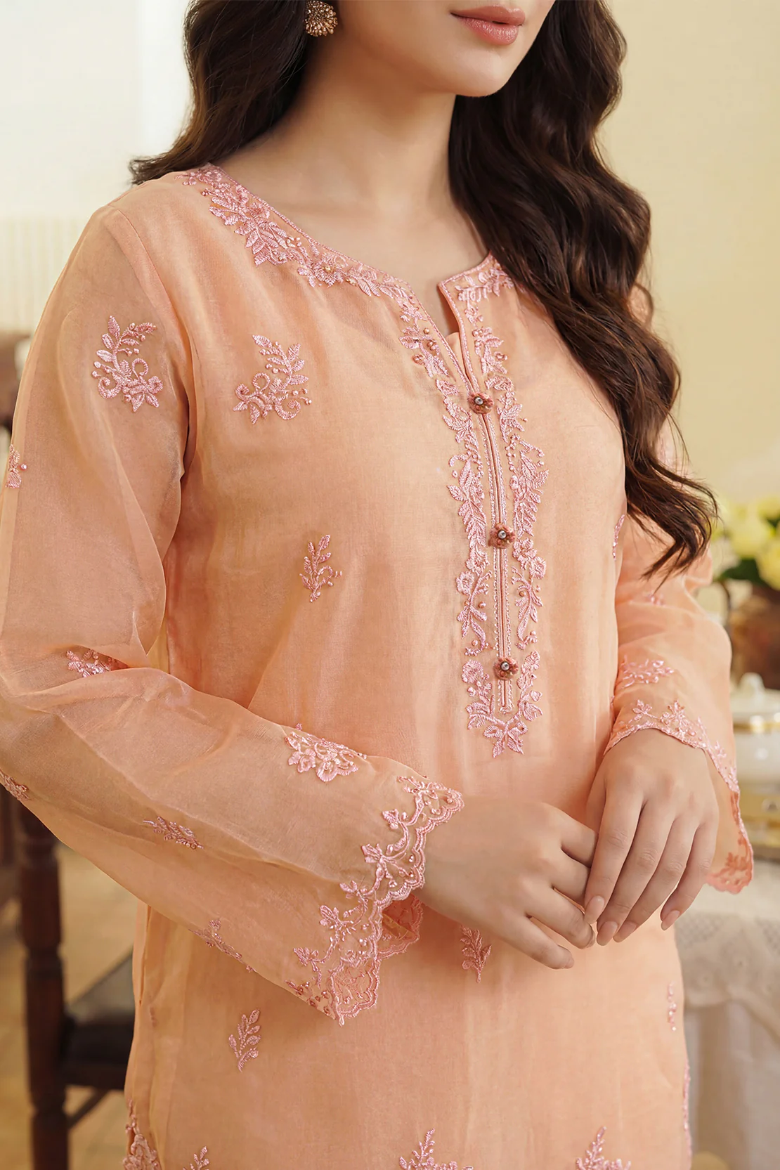 Luxury Pret Embroidered Stitched Organza 2 Piece (Shirt/Trouser) - Image 5