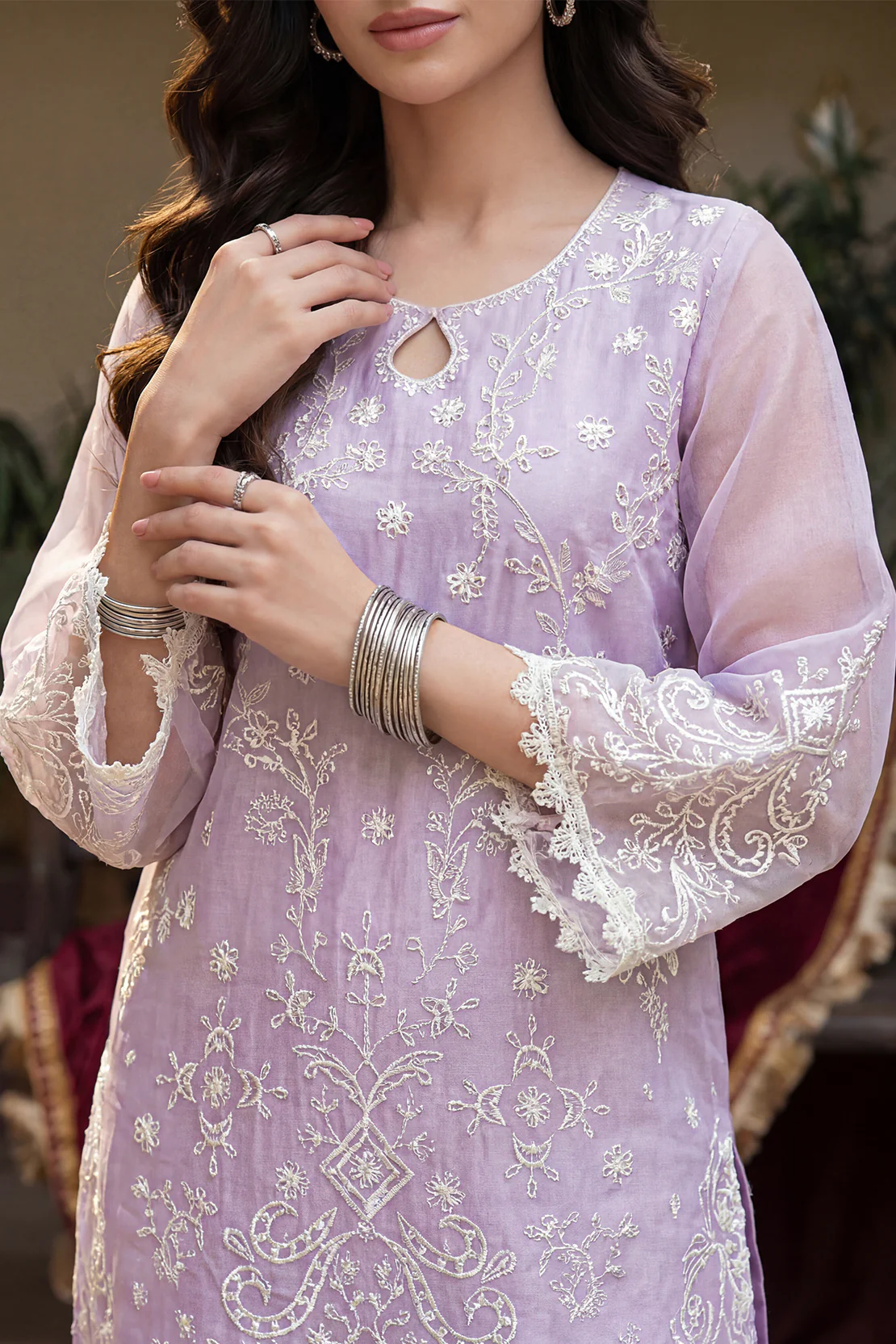 Luxury Pret Embroidered Stitched Organza 2 Piece (Shirt/Trouser) - Image 4