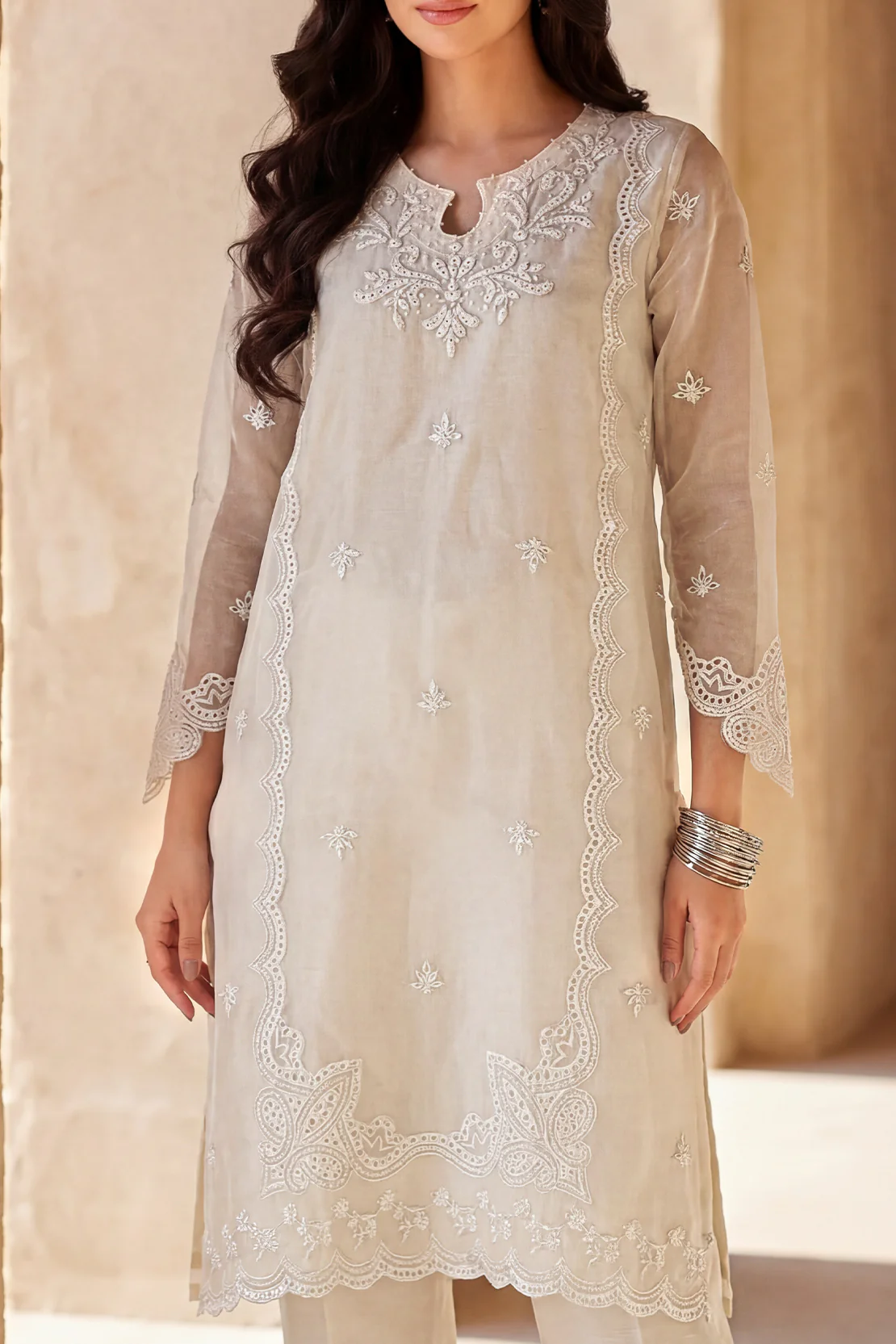 Luxury Pret Embroidered Stitched Organza 2 Piece (Shirt/Trouser) - Image 3