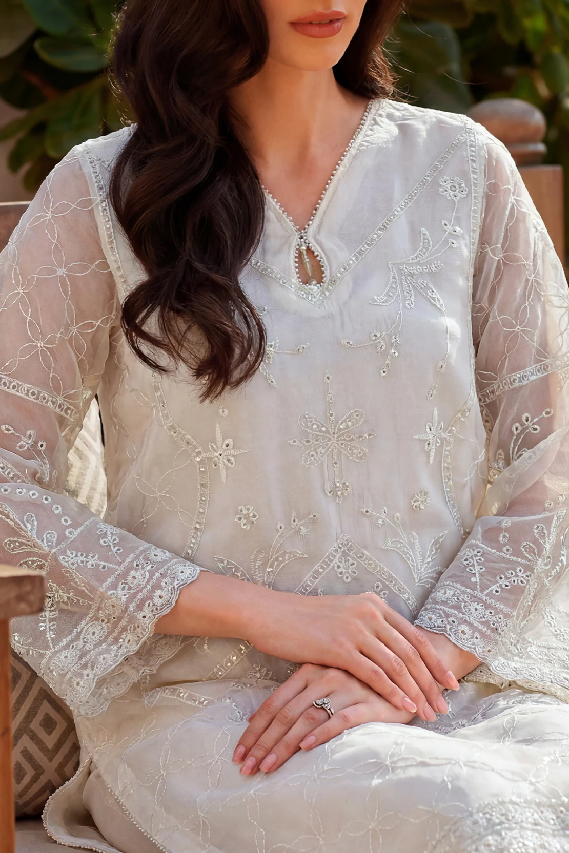 Luxury Pret Embroidered Stitched Organza 2 Piece (Shirt/Trouser) - Image 3
