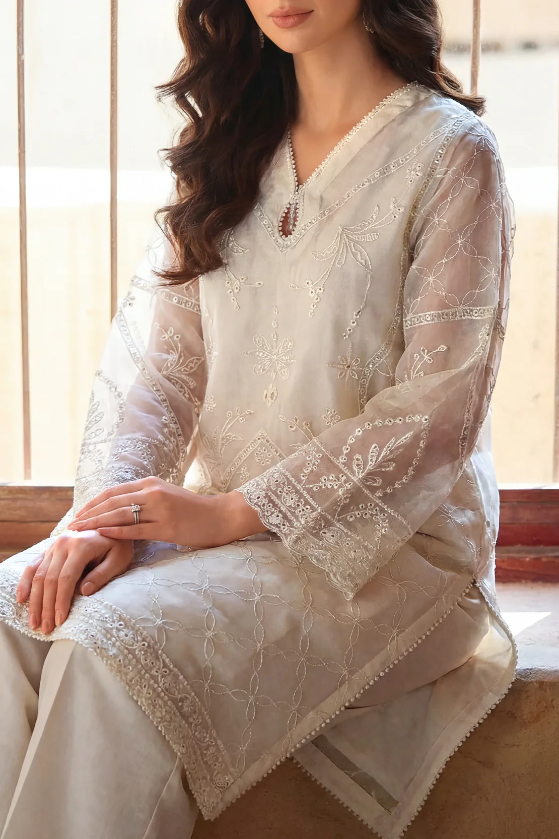 Luxury Pret Embroidered Stitched Organza 2 Piece (Shirt/Trouser) - Image 4