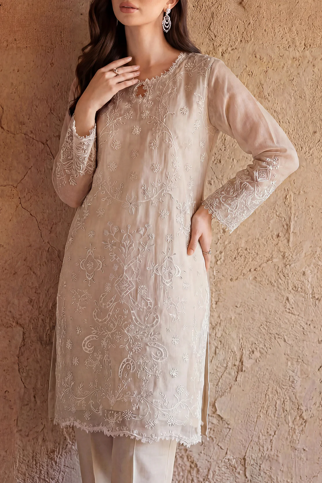 Luxury Pret Embroidered Stitched Organza 2 Piece (Shirt/Trouser) - Image 3