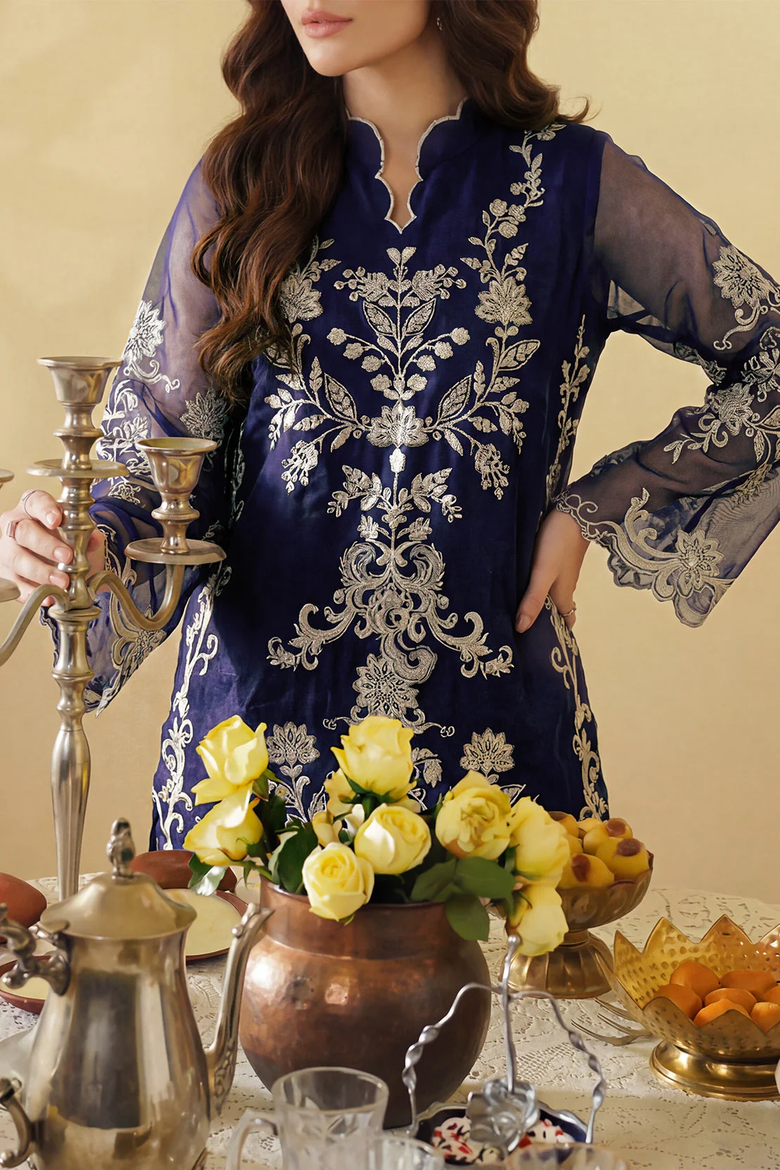 Luxury Pret Embroidered Stitched Organza 2 Piece (Shirt/Trouser) - Image 3