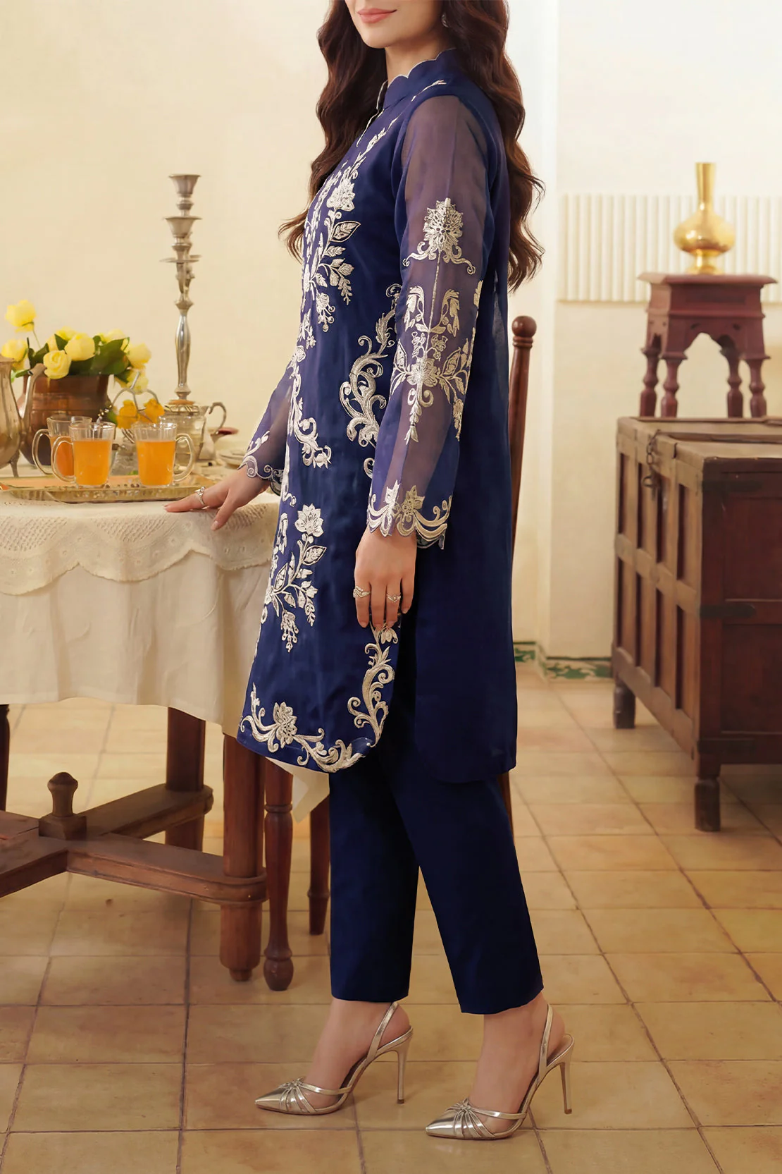 Luxury Pret Embroidered Stitched Organza 2 Piece (Shirt/Trouser) - Image 5