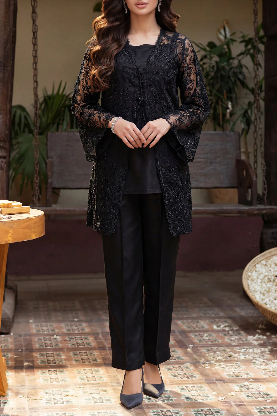 Luxury Pret Embroidered Stitched Organza 2 Piece (Shirt/Trouser)