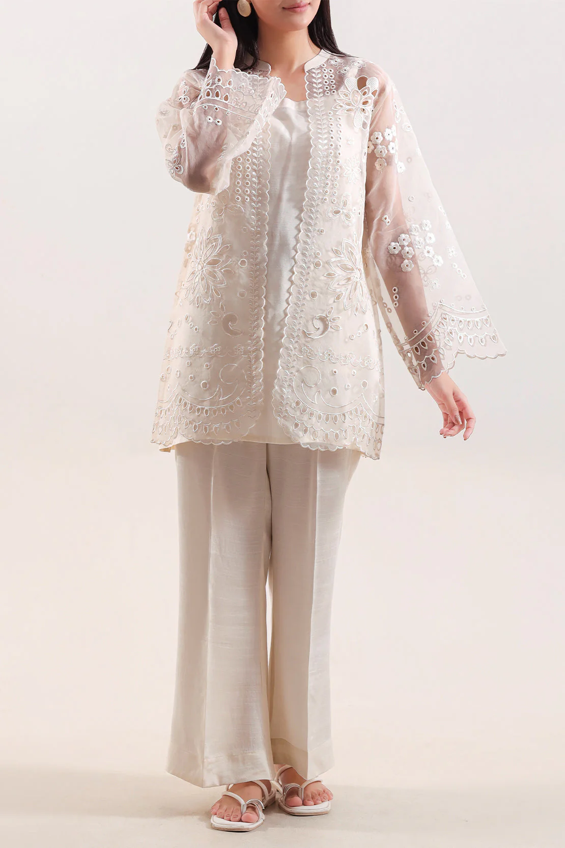 Luxury Pret Embroidered Stitched Organza 2 Piece (Shirt/Trouser)