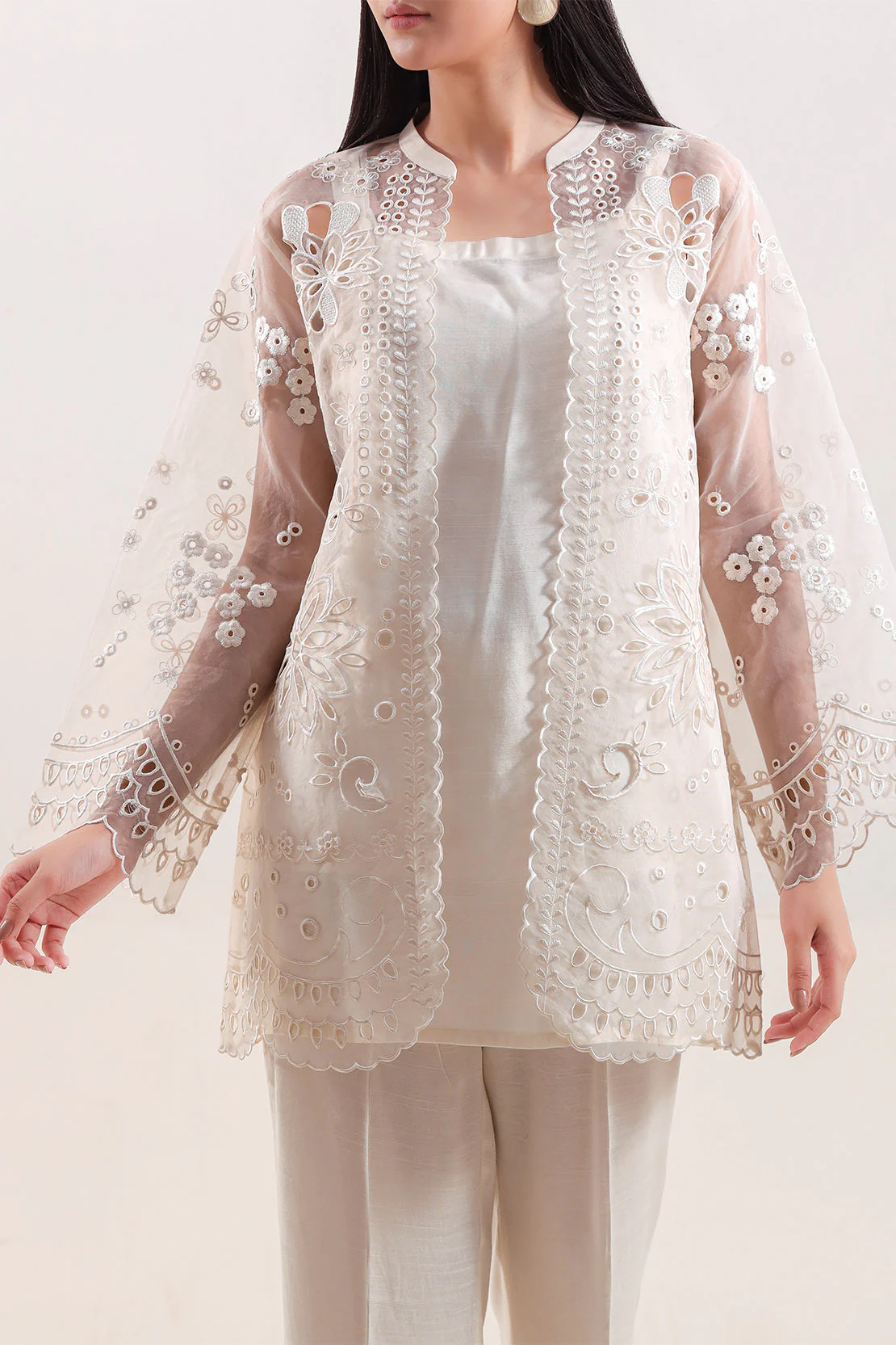 Luxury Pret Embroidered Stitched Organza 2 Piece (Shirt/Trouser) - Image 2