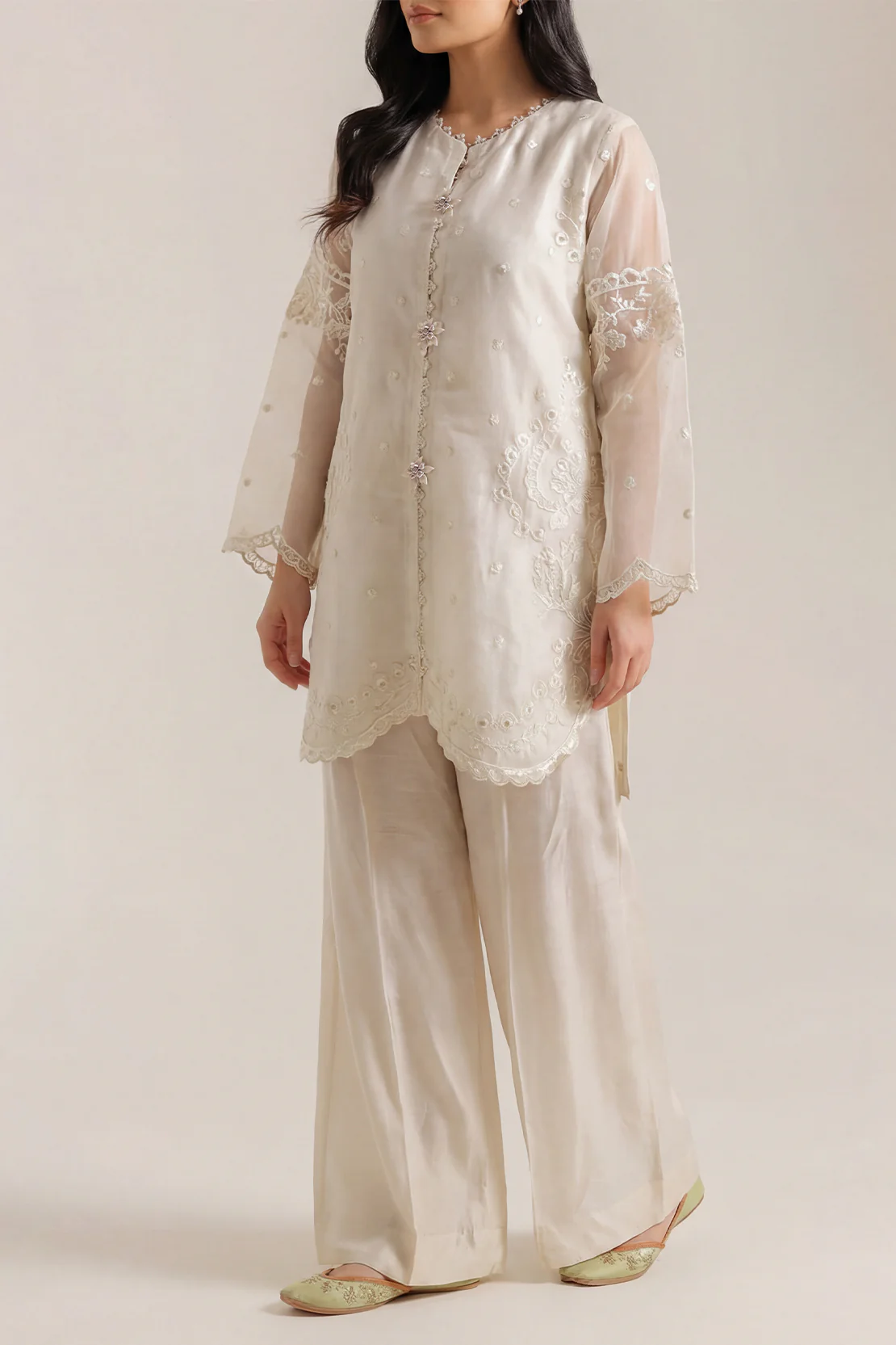 Luxury Pret Embroidered Stitched Organza 2 Piece (Shirt/Trouser)