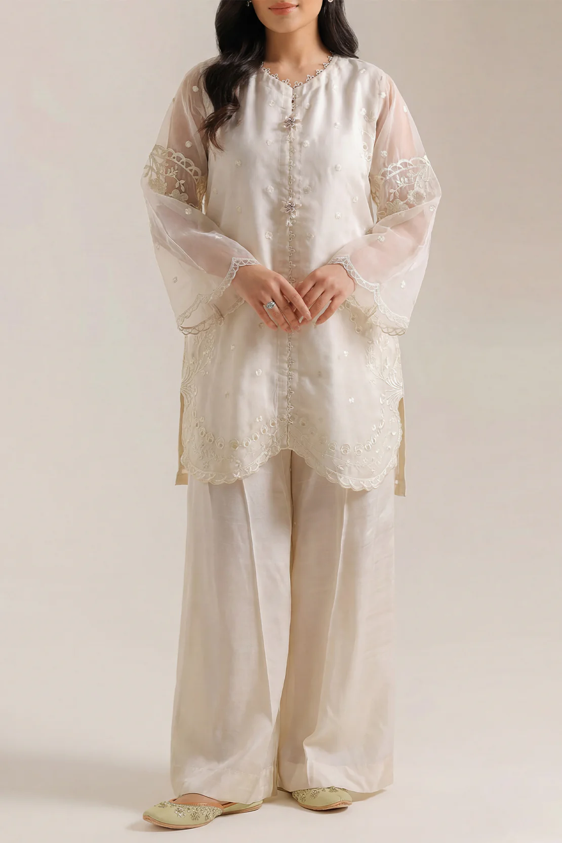 Luxury Pret Embroidered Stitched Organza 2 Piece (Shirt/Trouser) - Image 2
