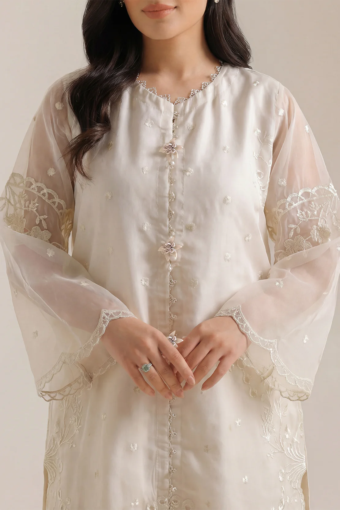 Luxury Pret Embroidered Stitched Organza 2 Piece (Shirt/Trouser) - Image 3