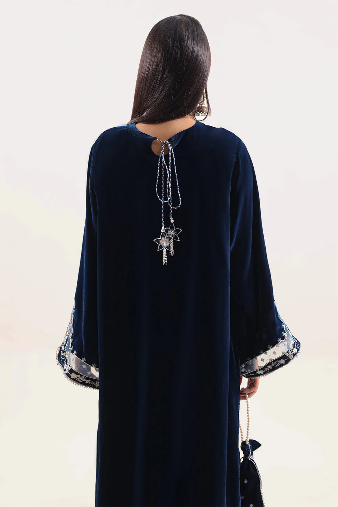 Luxury Pret Embroidered Velvet Shirt - Image 3