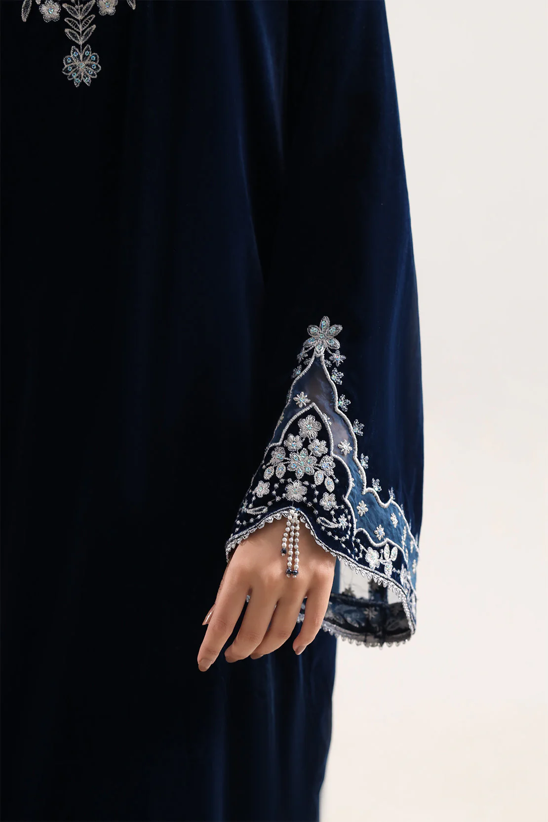 Luxury Pret Embroidered Velvet Shirt - Image 6