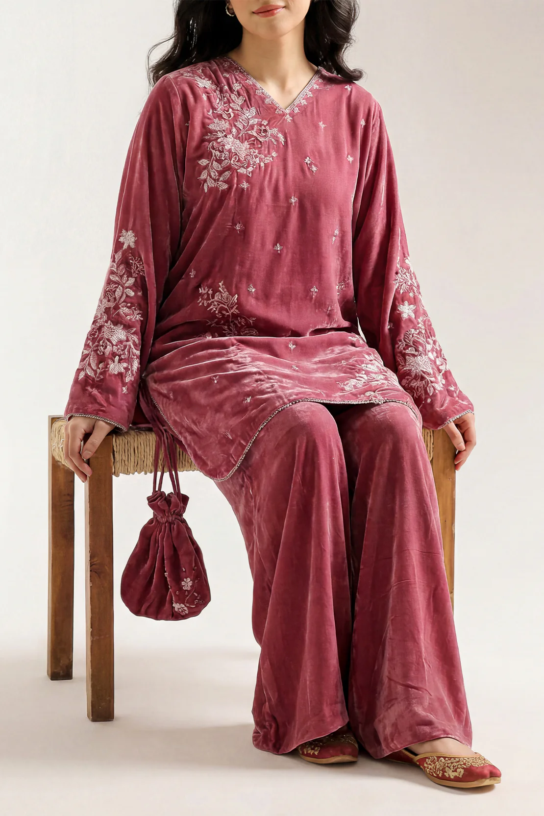 Luxury Pret Embroidered Velvet Shirt
