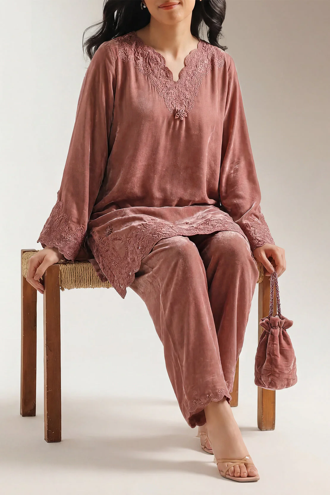 Luxury Pret Embroidered Velvet Shirt