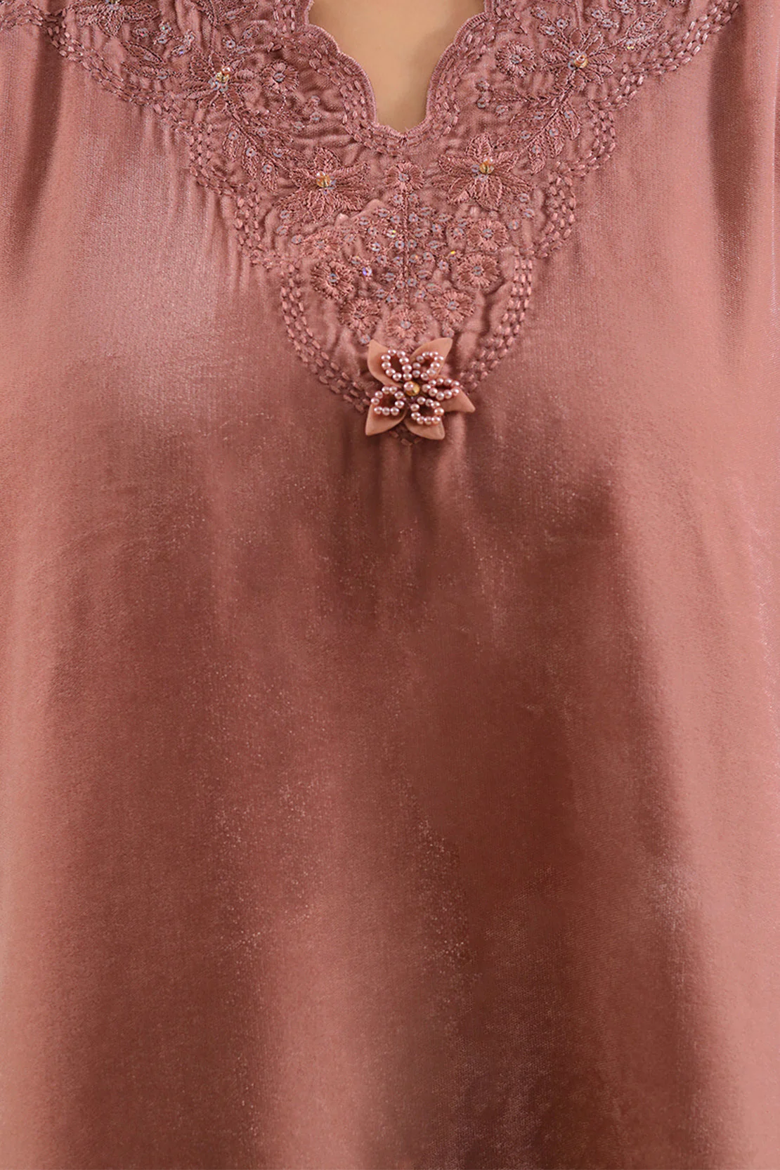 Luxury Pret Embroidered Velvet Shirt - Image 3